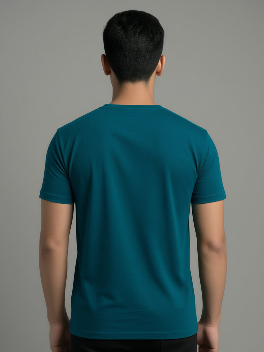 Men's Teal Regular Fit V-Neck T-Shirt Caliber