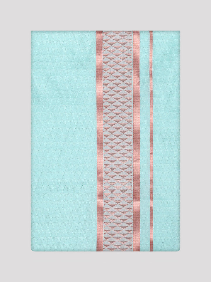 Mens Art Silk Mint Full Sleeves Shirt with 2 1/2" Copper Jari Border Dhoti Combo Nautica