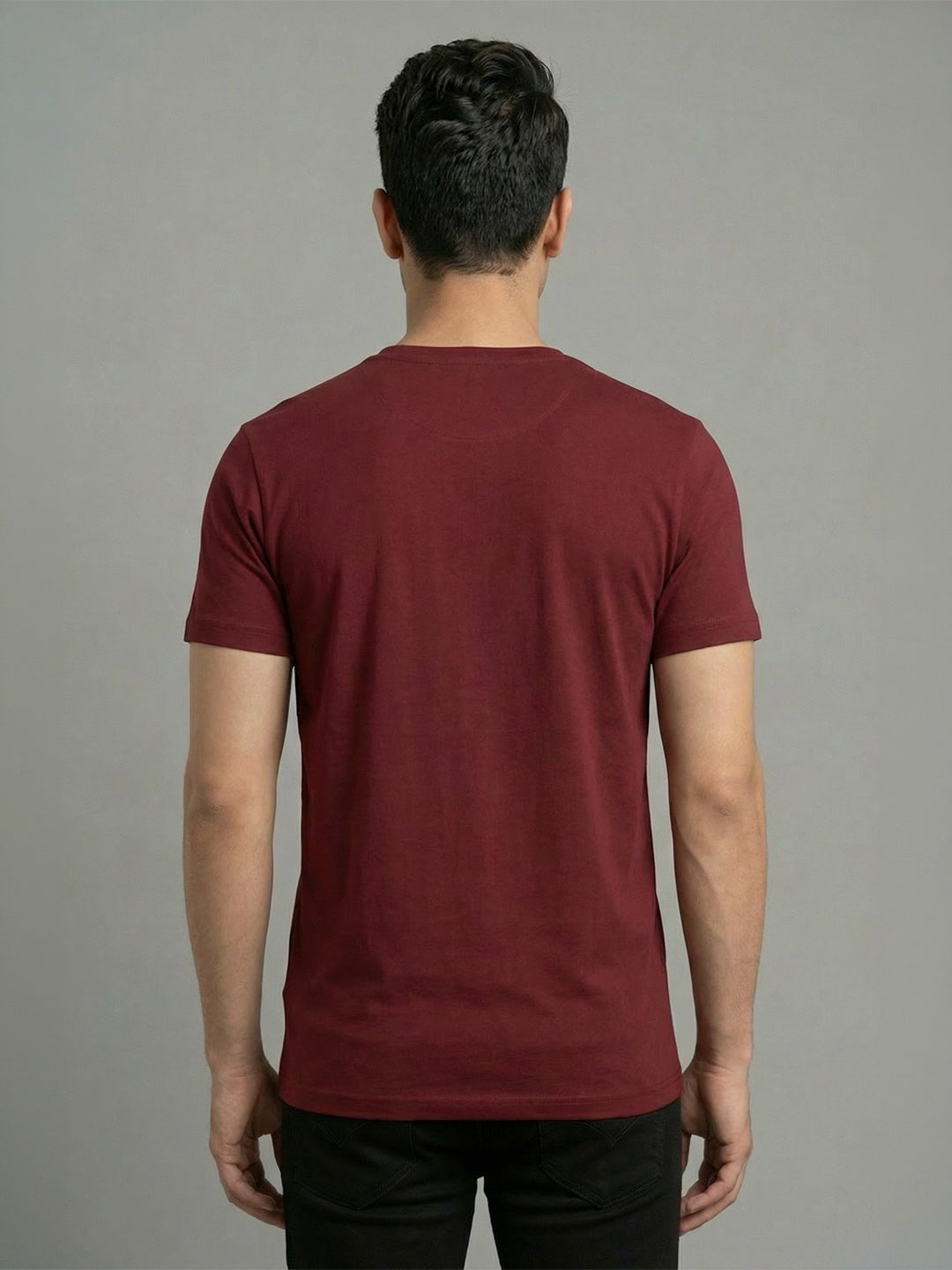 Men's Wine Regular Fit Round Neck T-Shirt Crisper