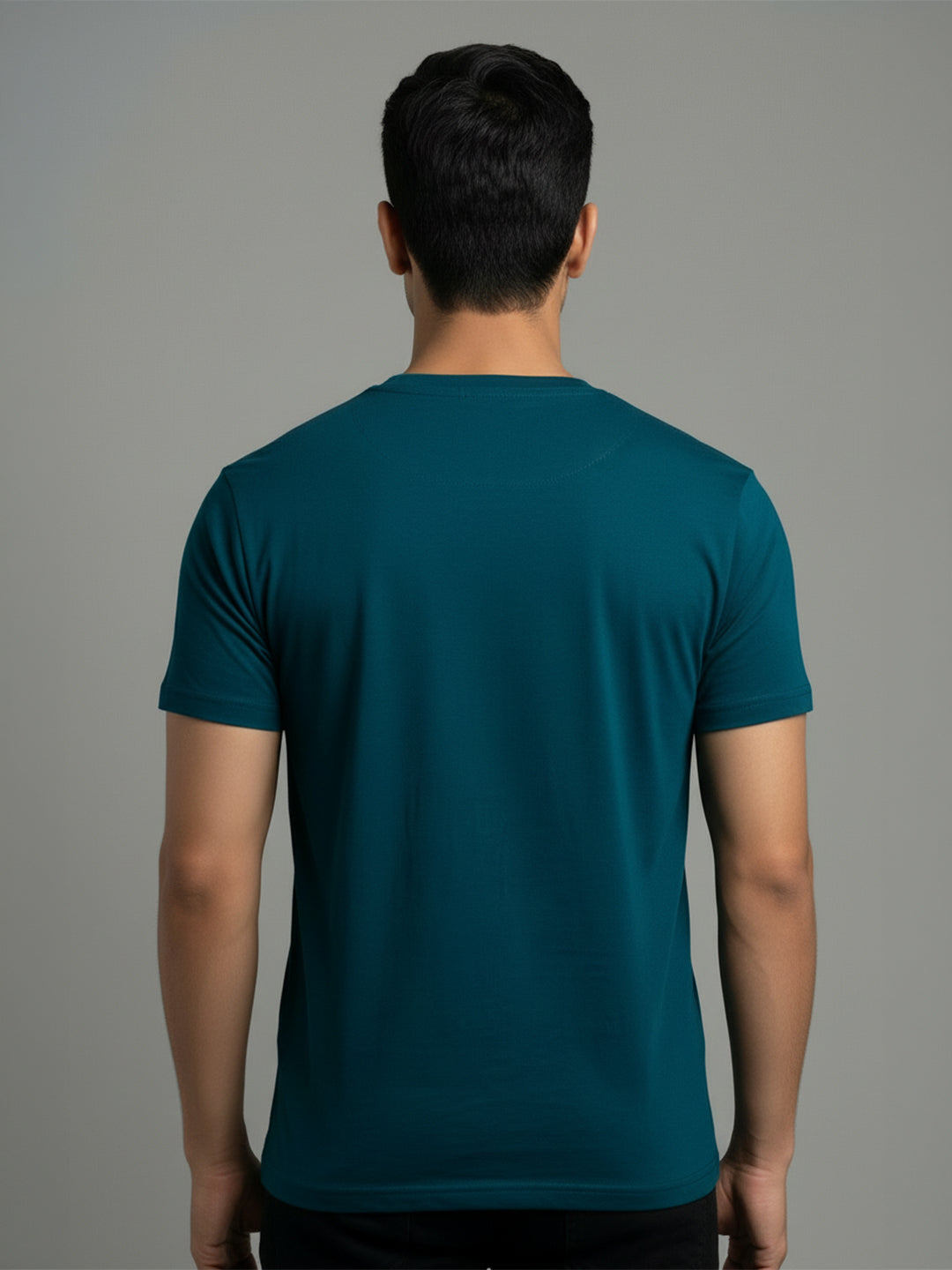 Men's Teal Regular Fit Round Neck T-Shirt Crisper