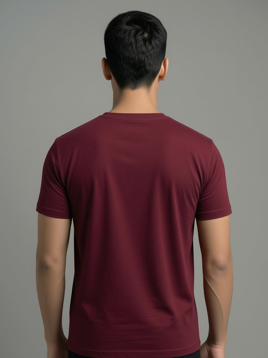 Men's Maroon Regular Fit V-Neck T-Shirt Caliber