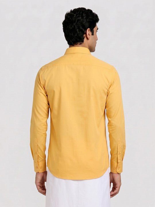 Mens Cotton Regular Fit Yellow Colour Shirt Divine Touch