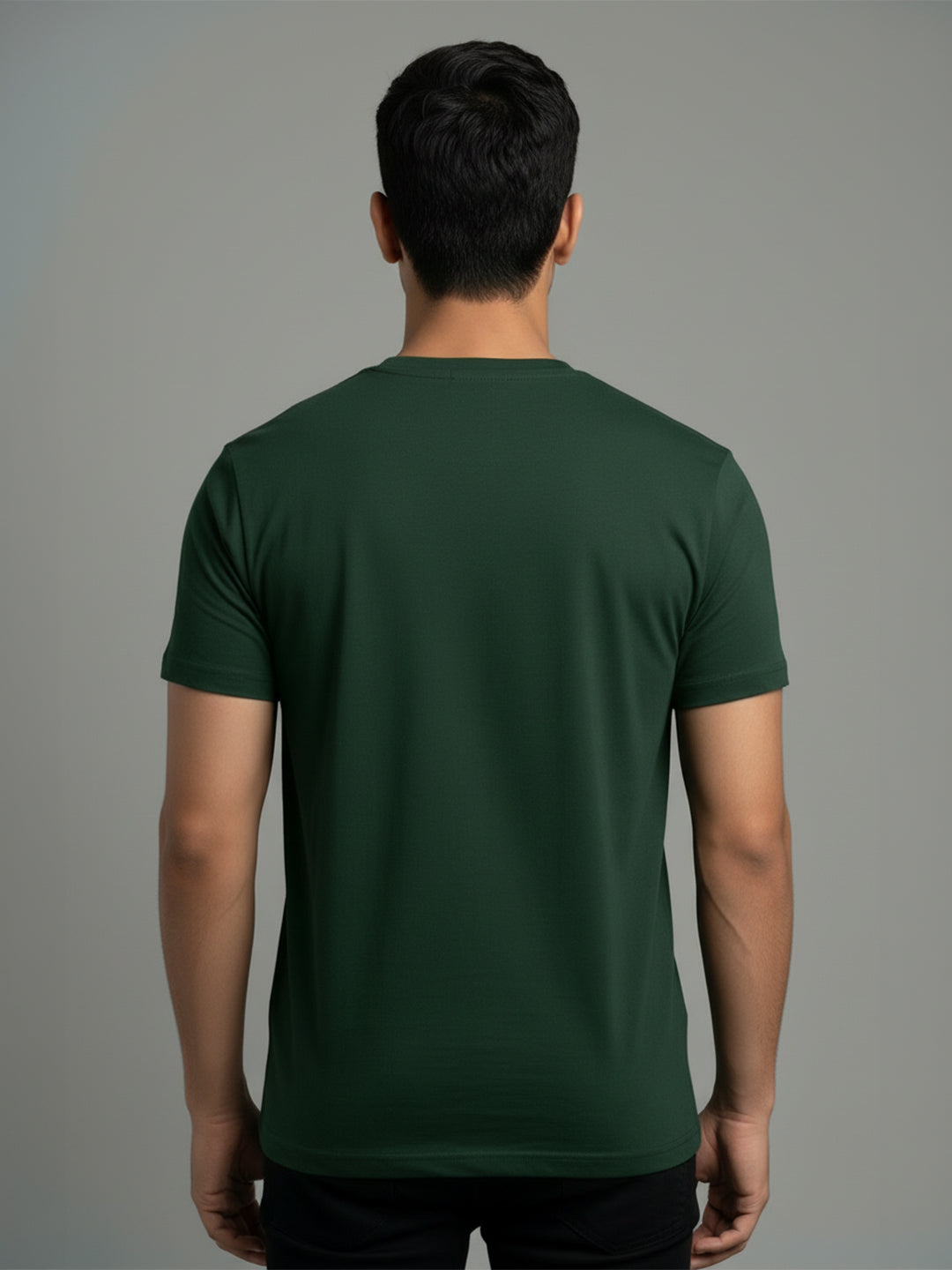 Men's Green Regular Fit Round Neck T-Shirt Crisper