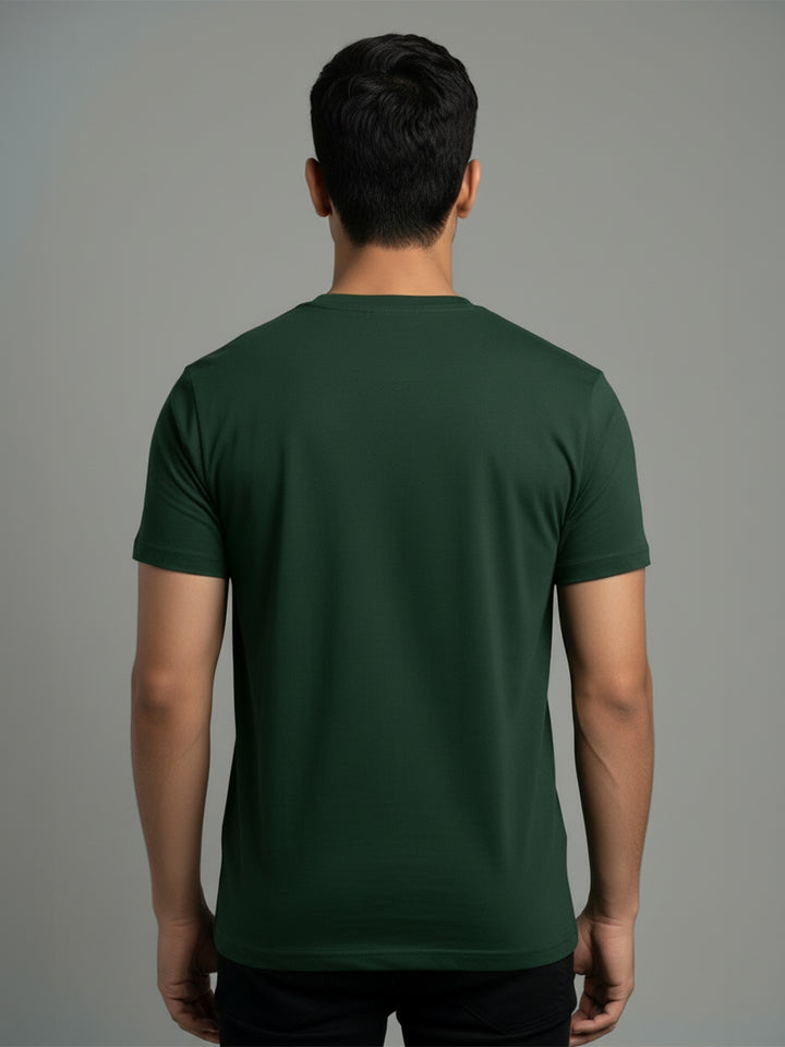 Men's Green Regular Fit Round Neck T-Shirt Crisper