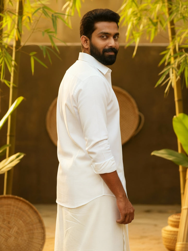 Men's White Regular Fit Bamboo Cotton Shirts