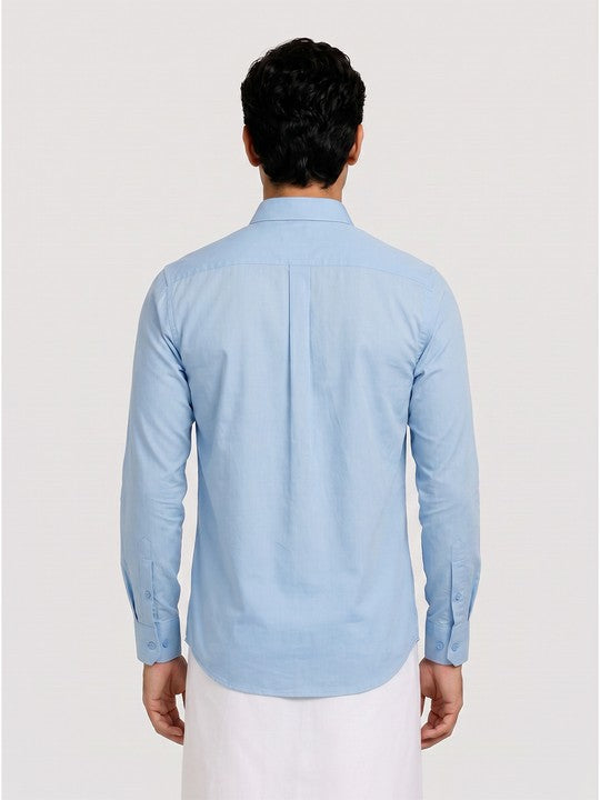 Mens Cotton Regular Fit Sky Blue Colour Shirt Divine Touch