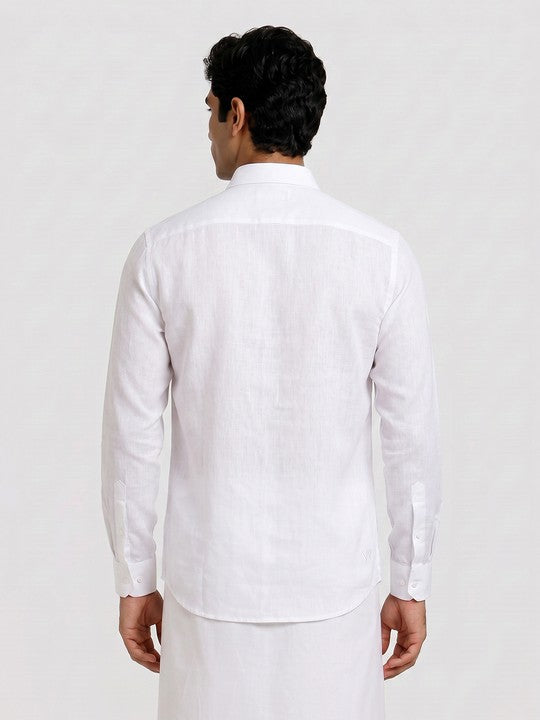 Men's Cotton Regular Fit White Shirt Aishwaryam
