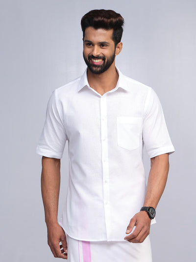 Mens Cotton Regular Fit Anti Stain White Shirt