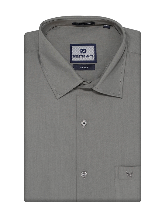Mens Cotton Regular Fit Cement Colour Shirt Remo by Minister White