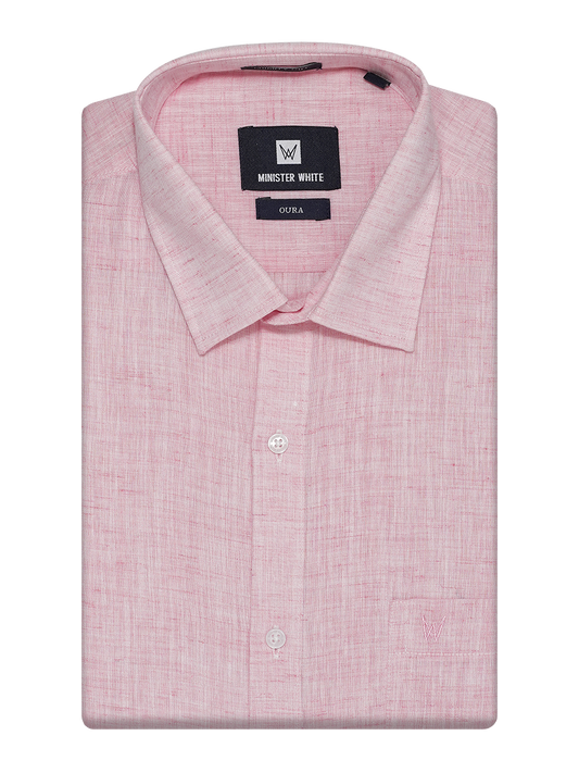 Mens Cotton Pink Colour Regular Fit Shirt Oura by Minister White