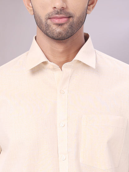 Men's Gold Color Tissue Shirt close view