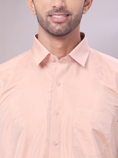 Men's Art Silk Dark Copper Full Sleeves Shirt Finesse