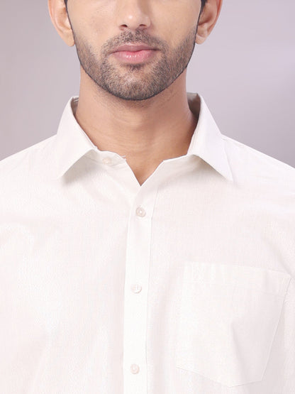 Men's Silver Color Tissue Shirt close view