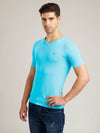 Men's Aqua Regular Fit V-Neck T-Shirt Caliber