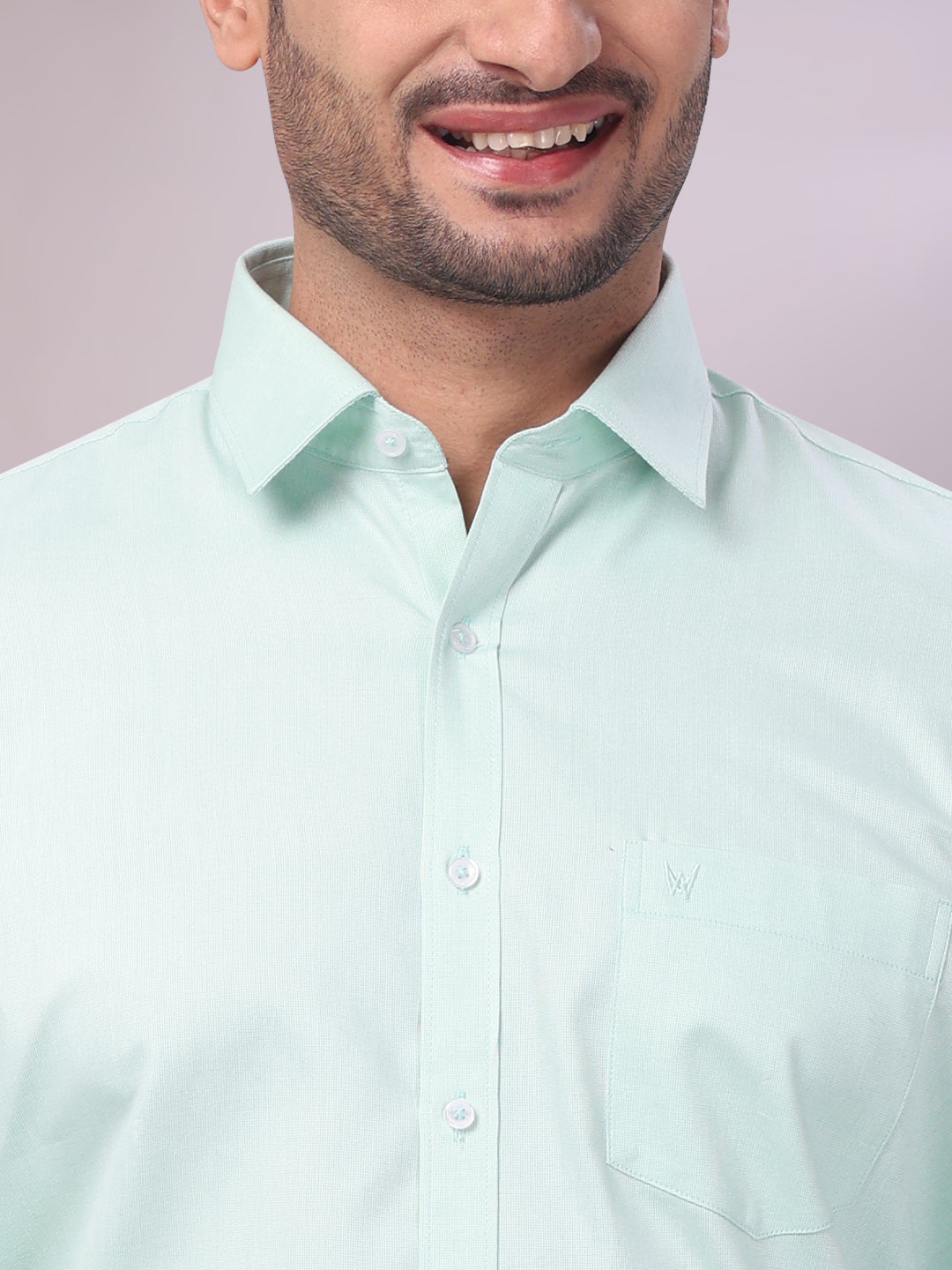 Men's Cotton Sea Green Shirt close view