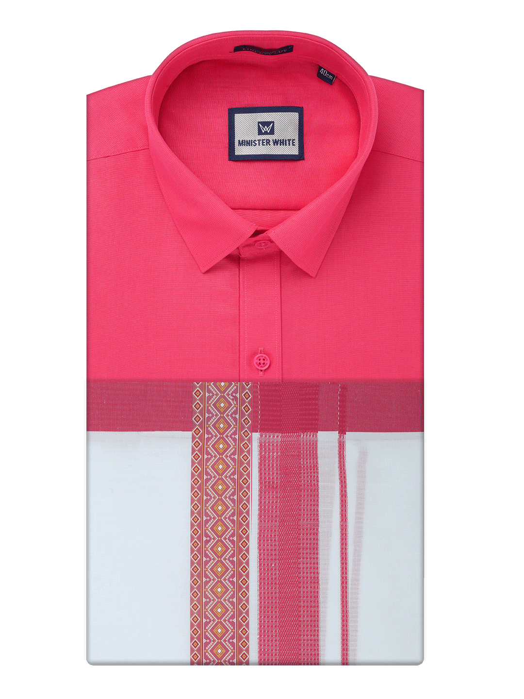 Men's Cotton Orange Matching Shirt with Fancy Printed Border Dhoti Combo Luster Trend