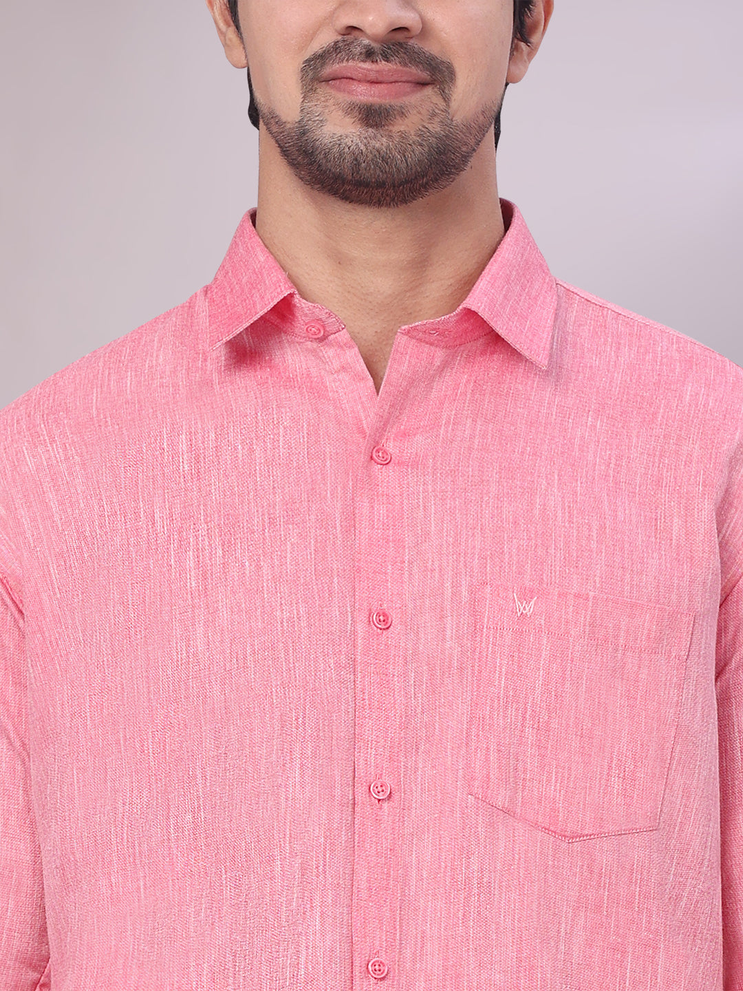 Mens Cotton Pink Color Shirt close view