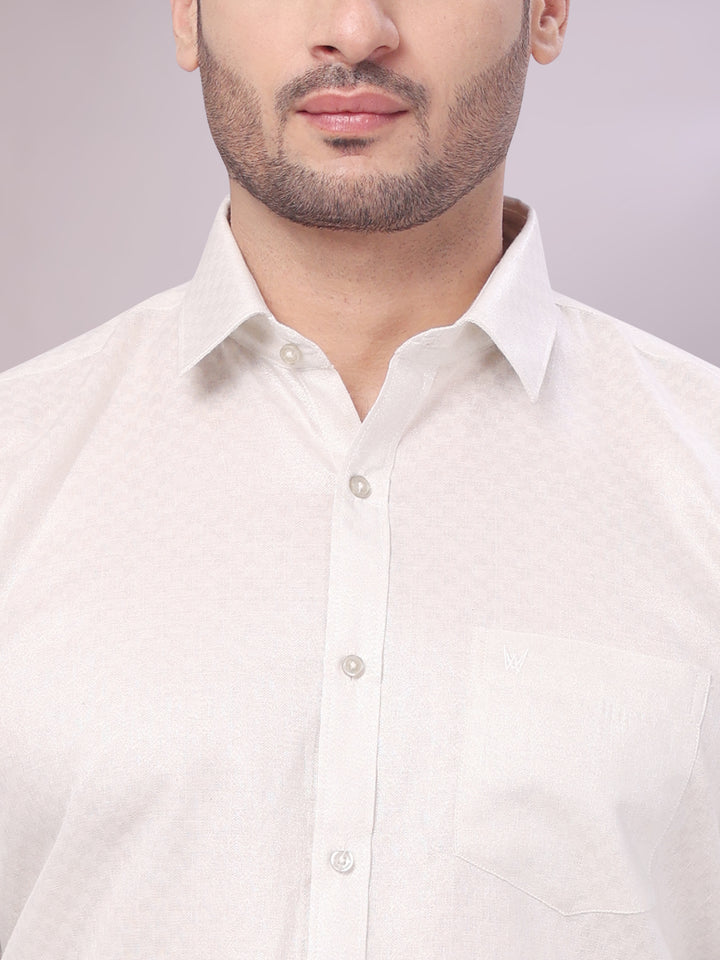 Men's Silver Color Jacquard Shirt Zeebra close view