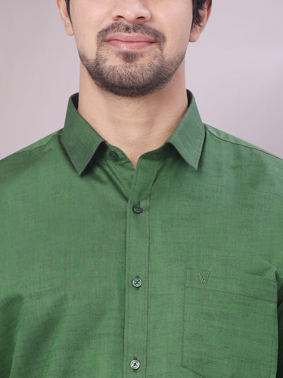 Men's Dark Green Shirt Pinto close view