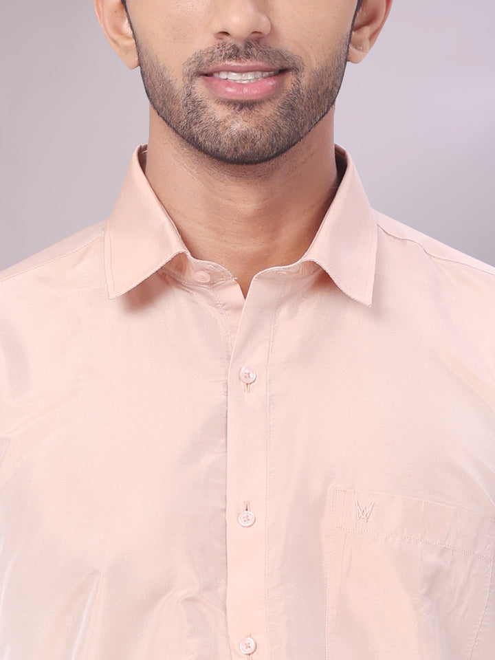 Men's Art Silk Light Copper Full Sleeves Shirt Finesse close view