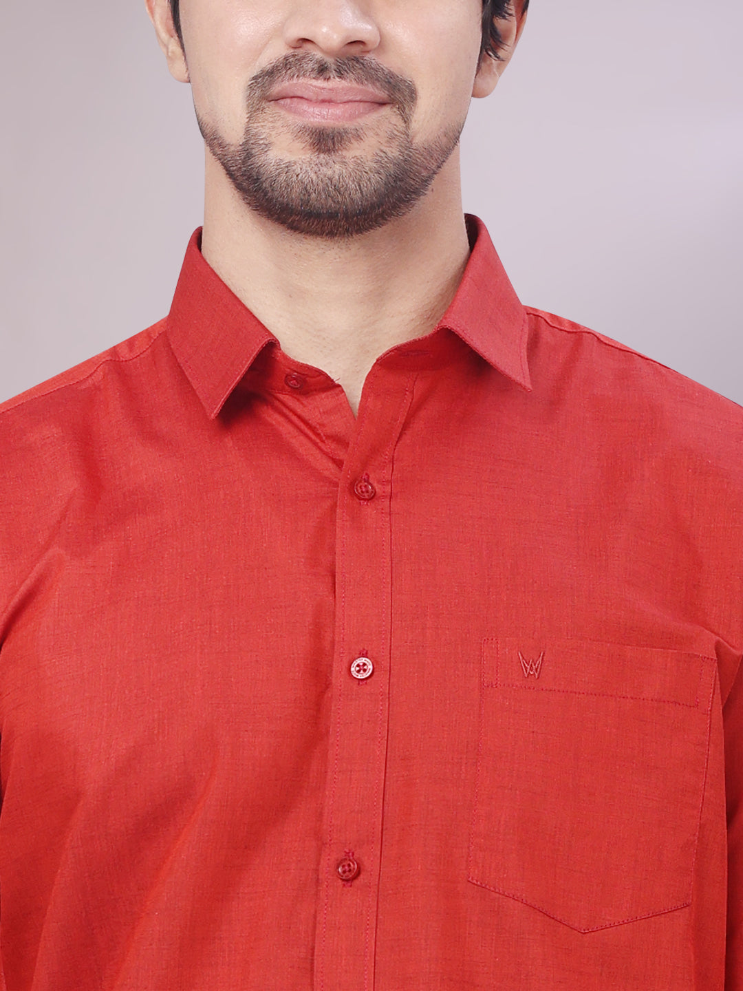 Men's Crimson Red Shirt Pinto close view