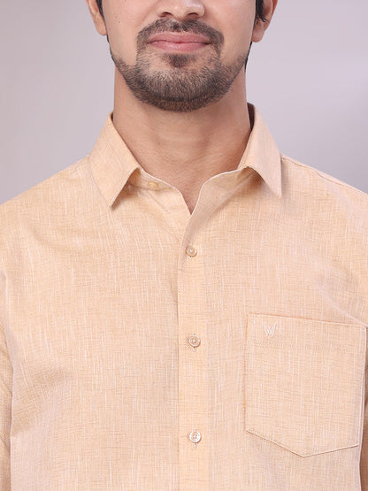 Men's Sandal Color Cotton Shirt close view