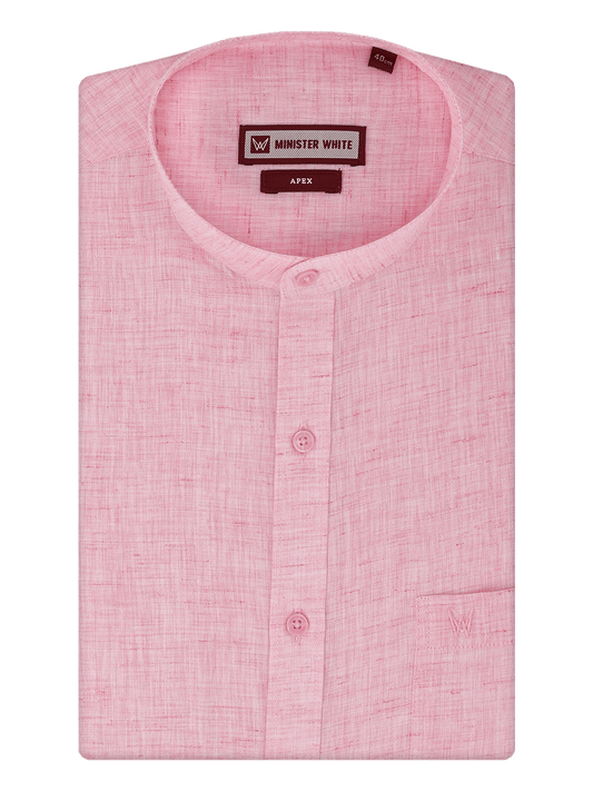 Men's Pink Color Chinese Collar Regular Fit Shirt Apex