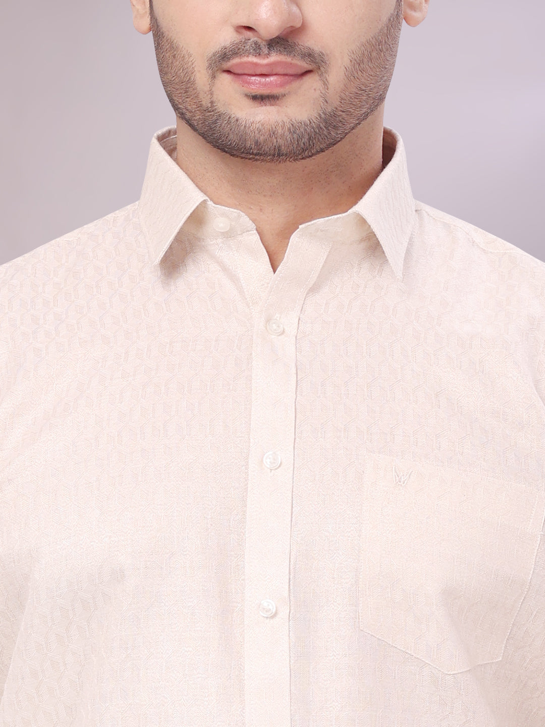 Men's Light Copper Color Jacquard Shirt Zeebra close view