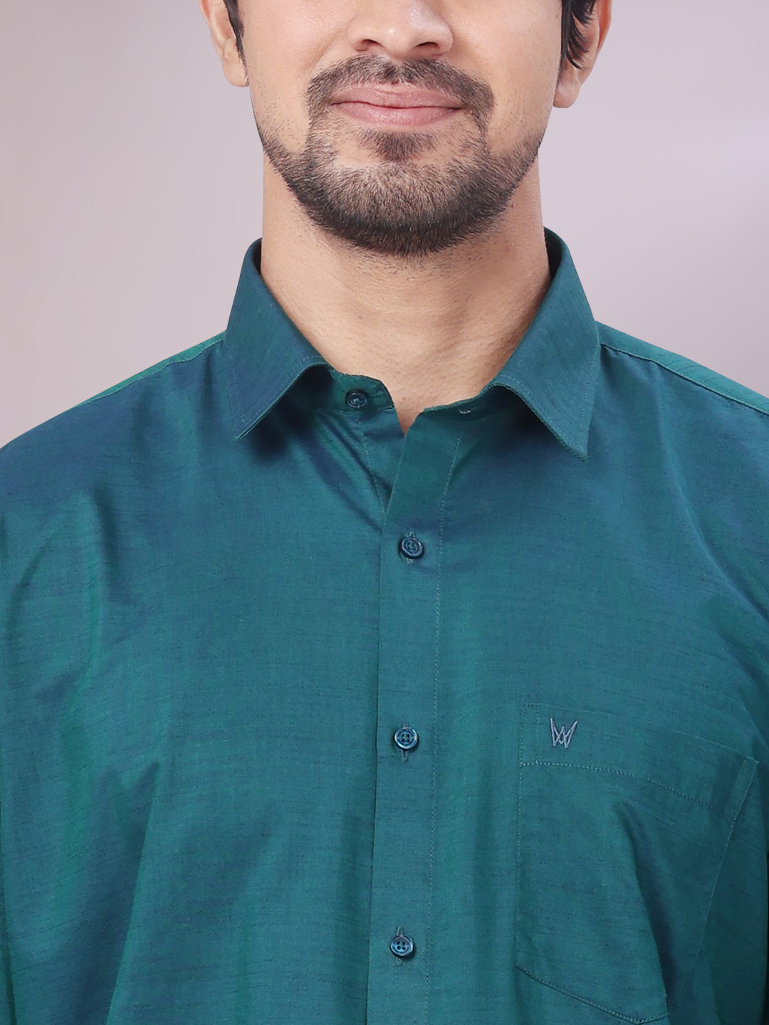 Men's Teal Green Shirt Pinto close view