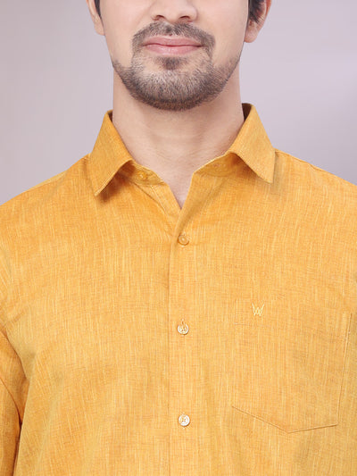 Yellow Colour Cotton Shirt close view