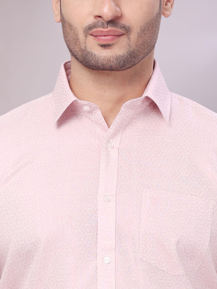 Mens Rose Tissue Jacquard Shirt with Matching Flexi Dhoti Combo Zeebra