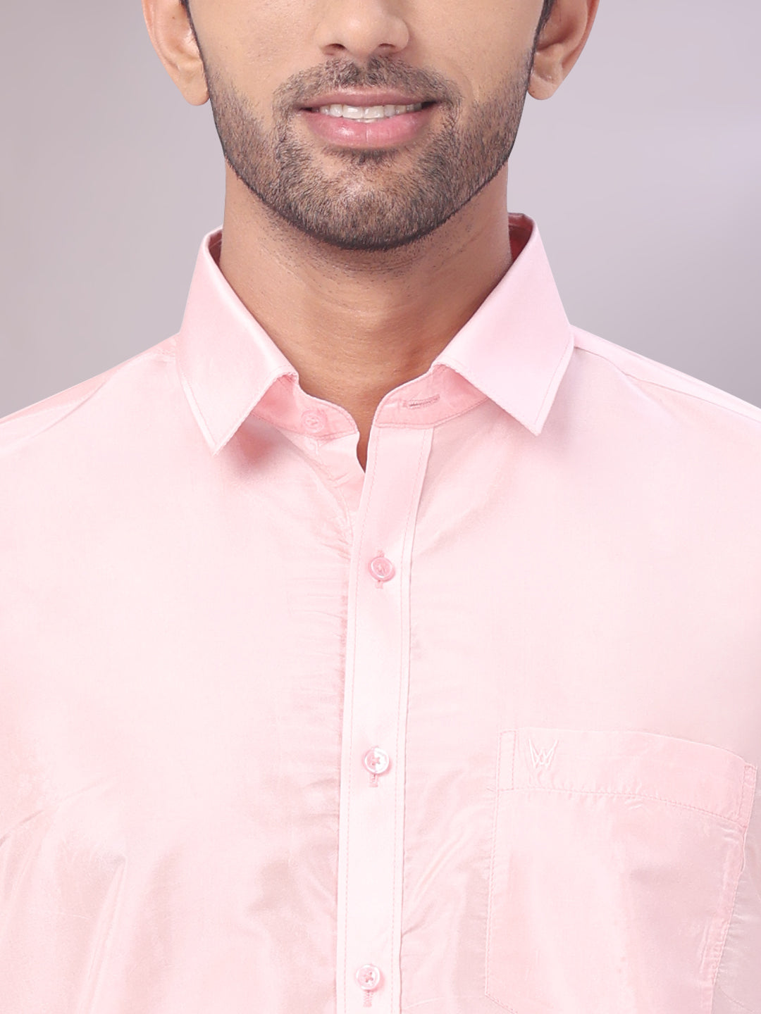 Men's Art Silk Pink Full Sleeves Shirt Finesse close view
