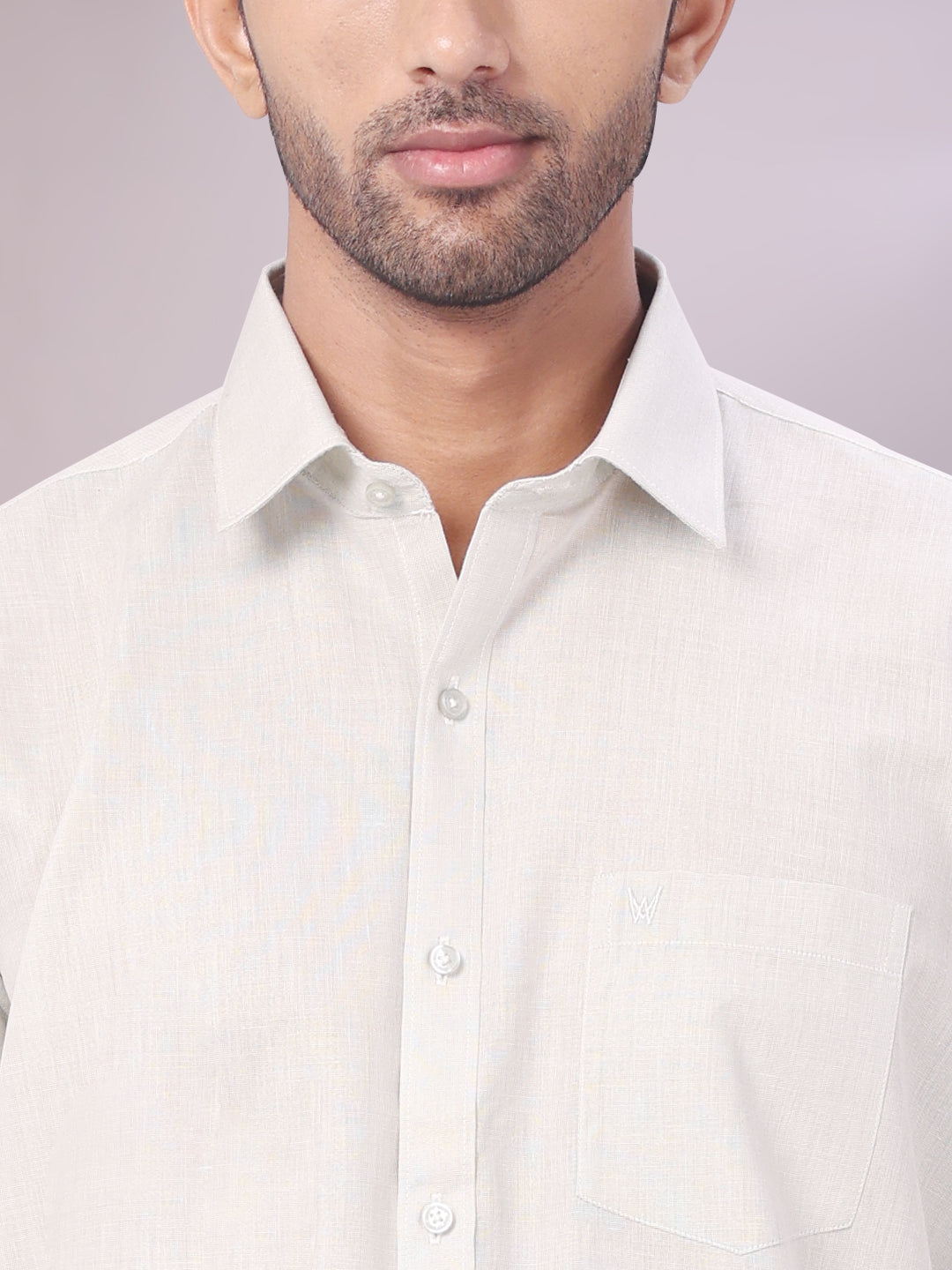 Men's Olive Green Color Tissue Shirt close view