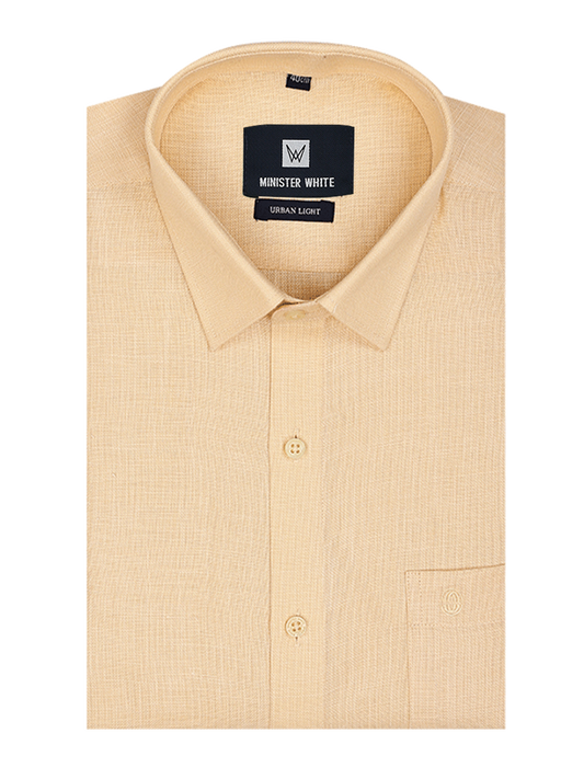 Mens Cotton Regular Fit Butter Colour Shirt Urban Light by Minister White