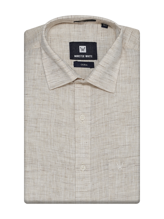 Mens Cotton Beige Colour Regular Fit Shirt Oura by Minister White