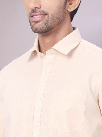 Men's Gold Color Tissue Shirt close view