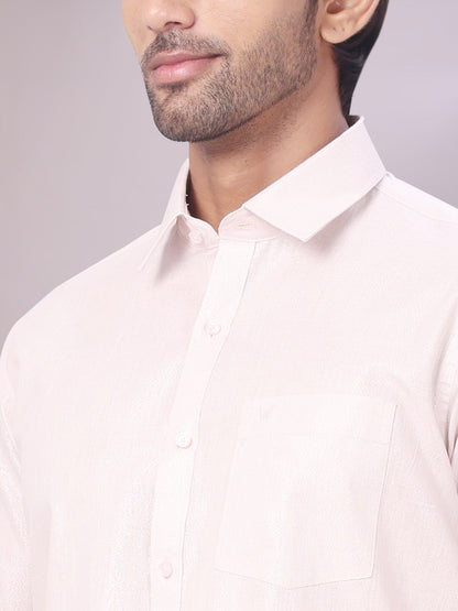 Men's Light Rose Color Tissue Shirt close view