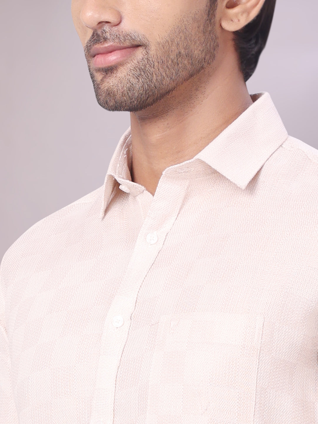 Mens Almond Tissue Jacquard Shirt Zeus close view