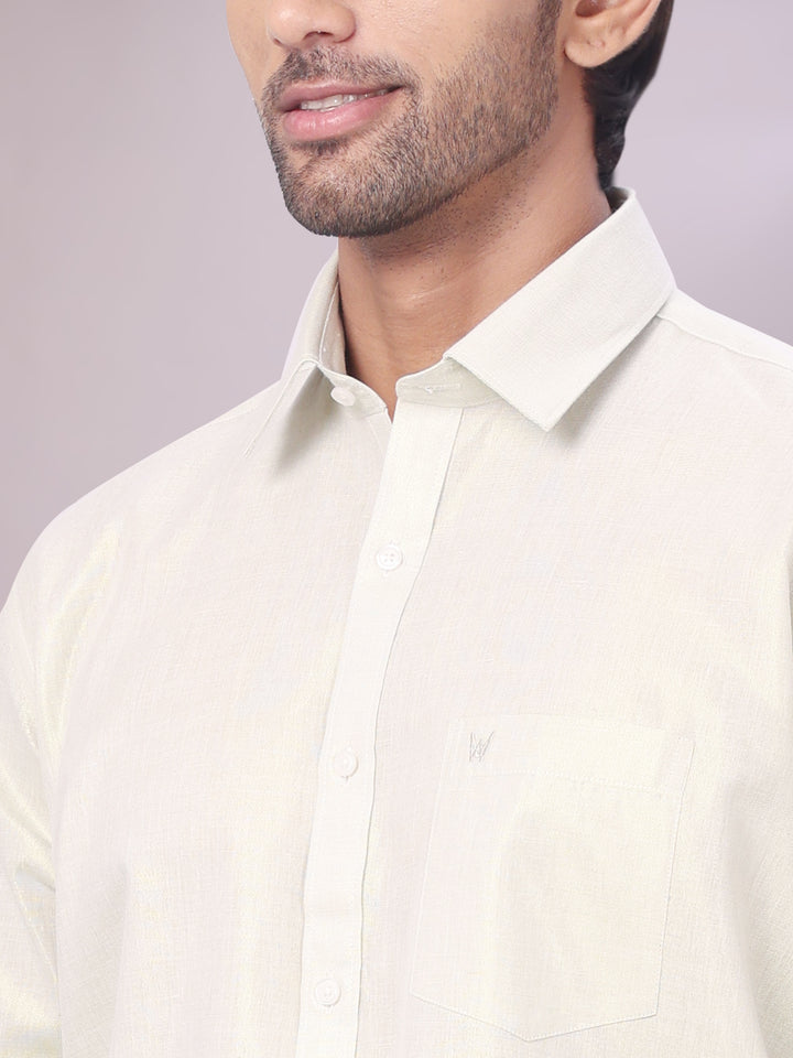 Men's Tissue Sky Green Color Dhoti Shirt Wedding Maverick close view