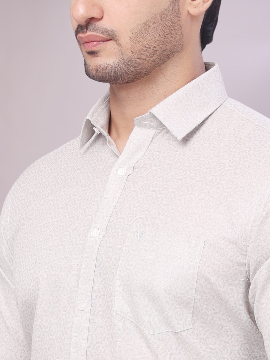 Men's Grey Tissue Jacquard Shirt Zeebra close view