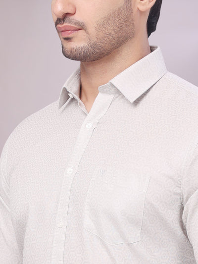 Mens Grey Tissue Jacquard Shirt with Matching Dhoti Combo Zeebra