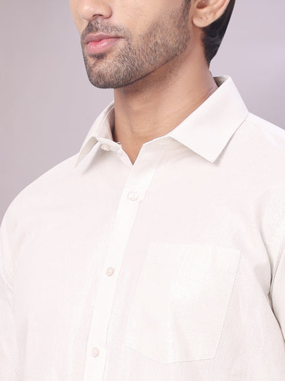 Men's Silver Color Tissue Shirt close view