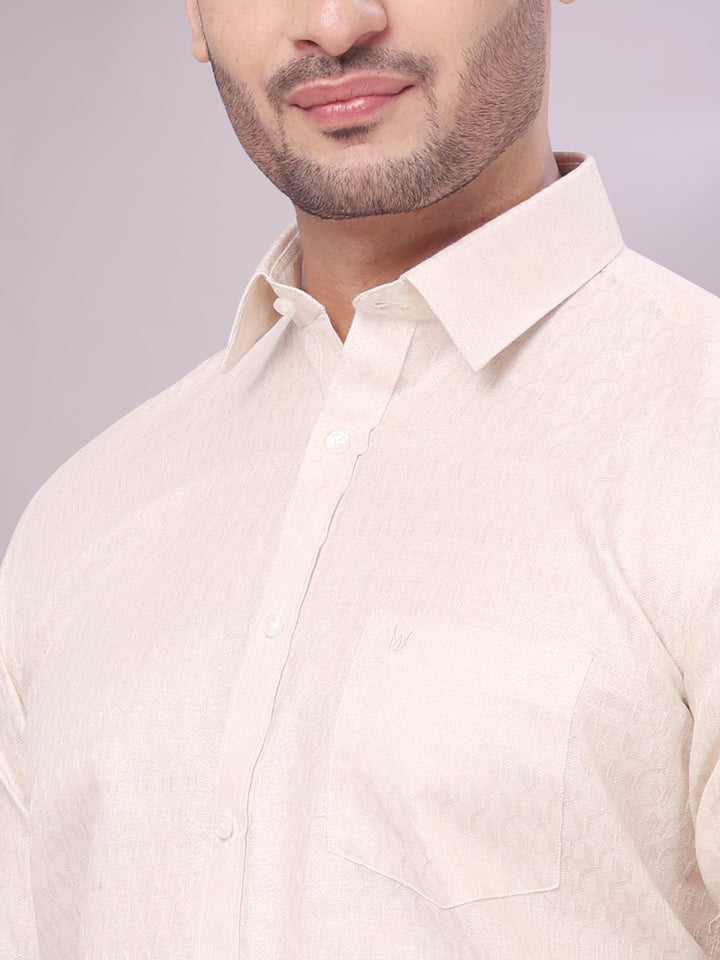 Men's Light Copper Color Jacquard Shirt Zeebra close view