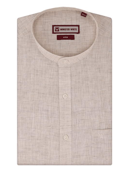 Men's Light Brown Color Chinese Collar Regular Fit Shirt Apex