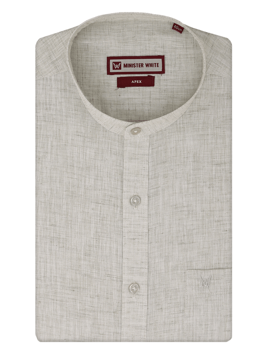 Men's Olive Green Color Chinese Collar Regular Fit Shirt Apex