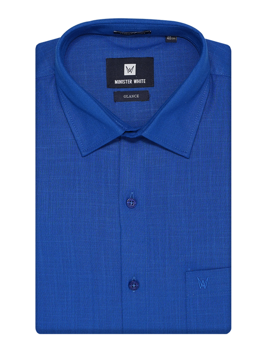 Mens Cotton Blue Colour Regular Fit Shirt Glance by Minister White