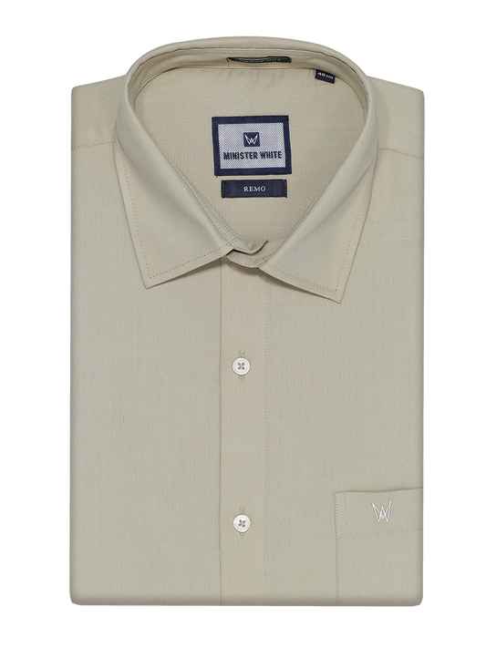 Mens Cotton Regular Fit Sandal Colour Shirt Remo by Minister White