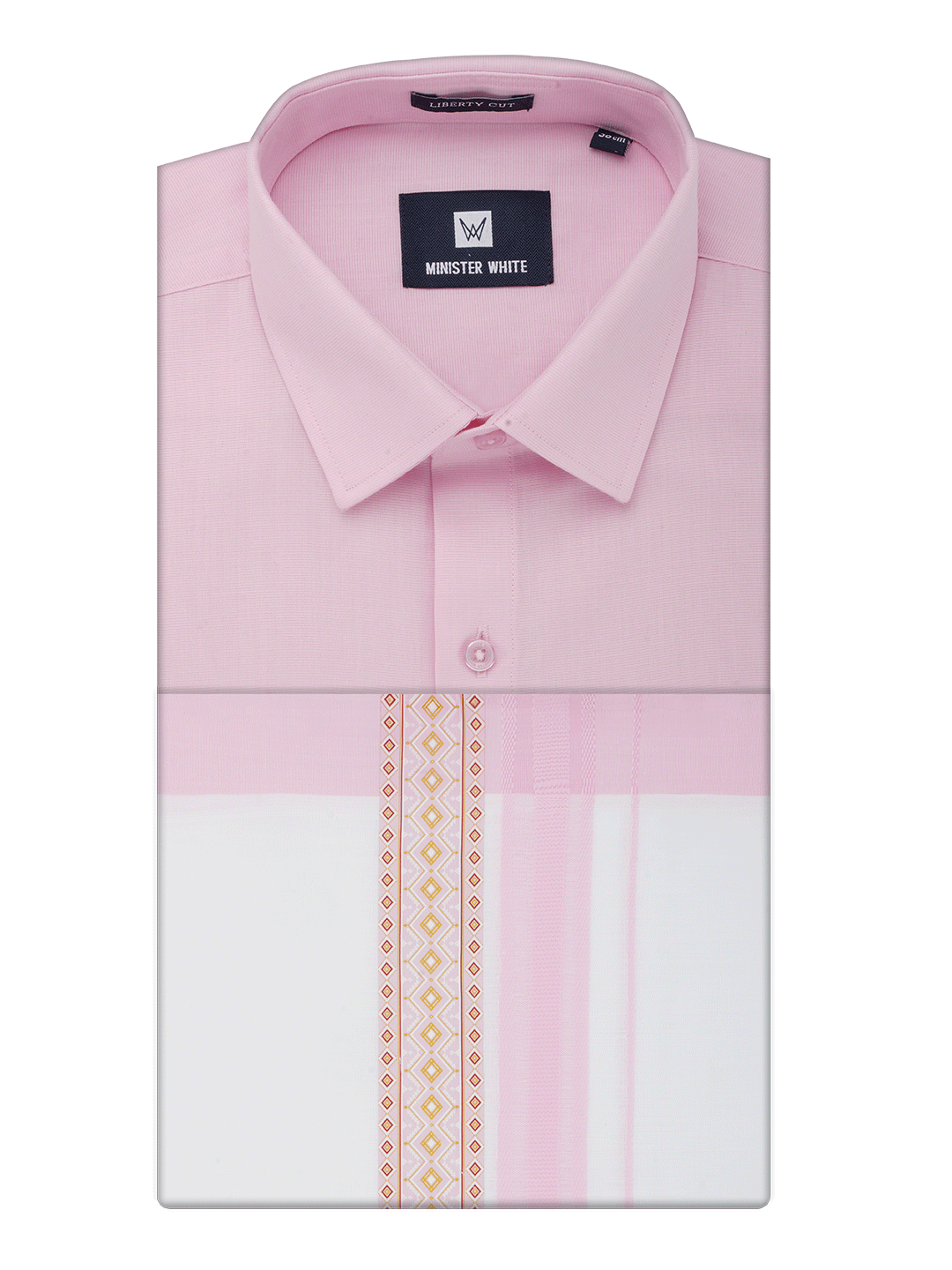 Men's Cotton Pink Matching Shirt with Fancy Printed Border Dhoti Combo Luster Trend