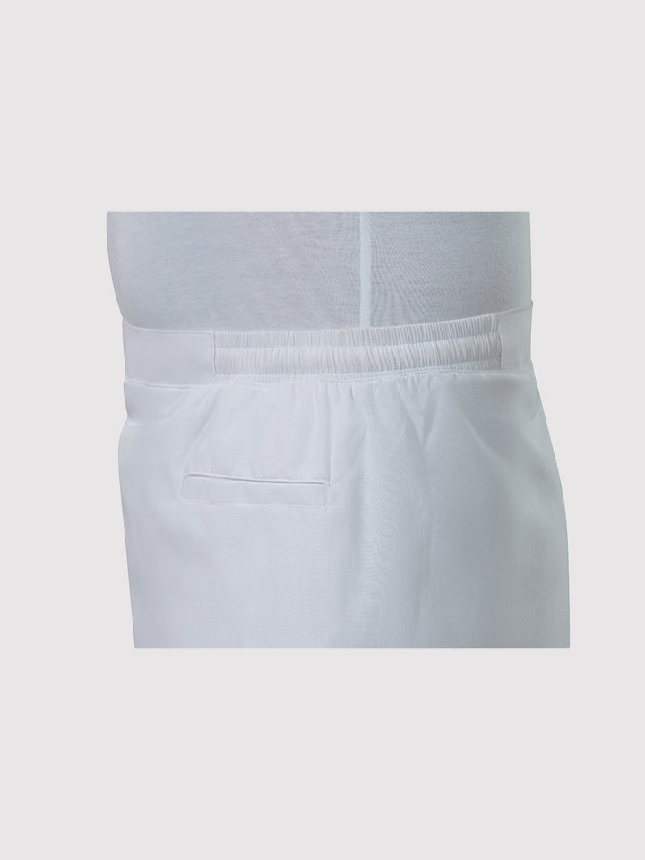 Men's Easy to Wear Flexi 2.0 White Gold Jari Side Elastic Dhoti with Pocket