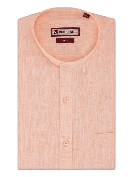 Men's Light Orange Color Chinese Collar Regular Fit Shirt Apex